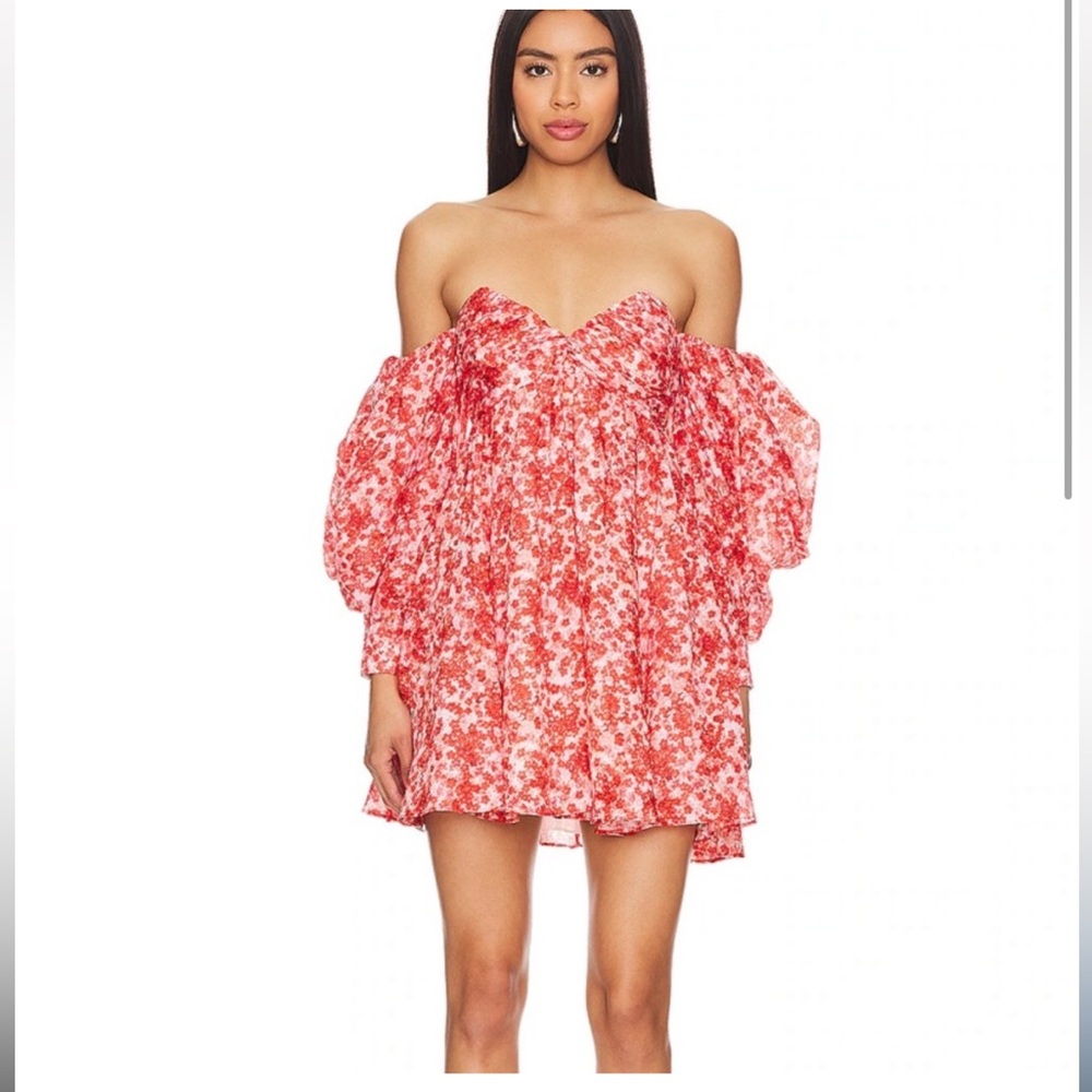 Bardot Red Floral Long Sleeve Dress